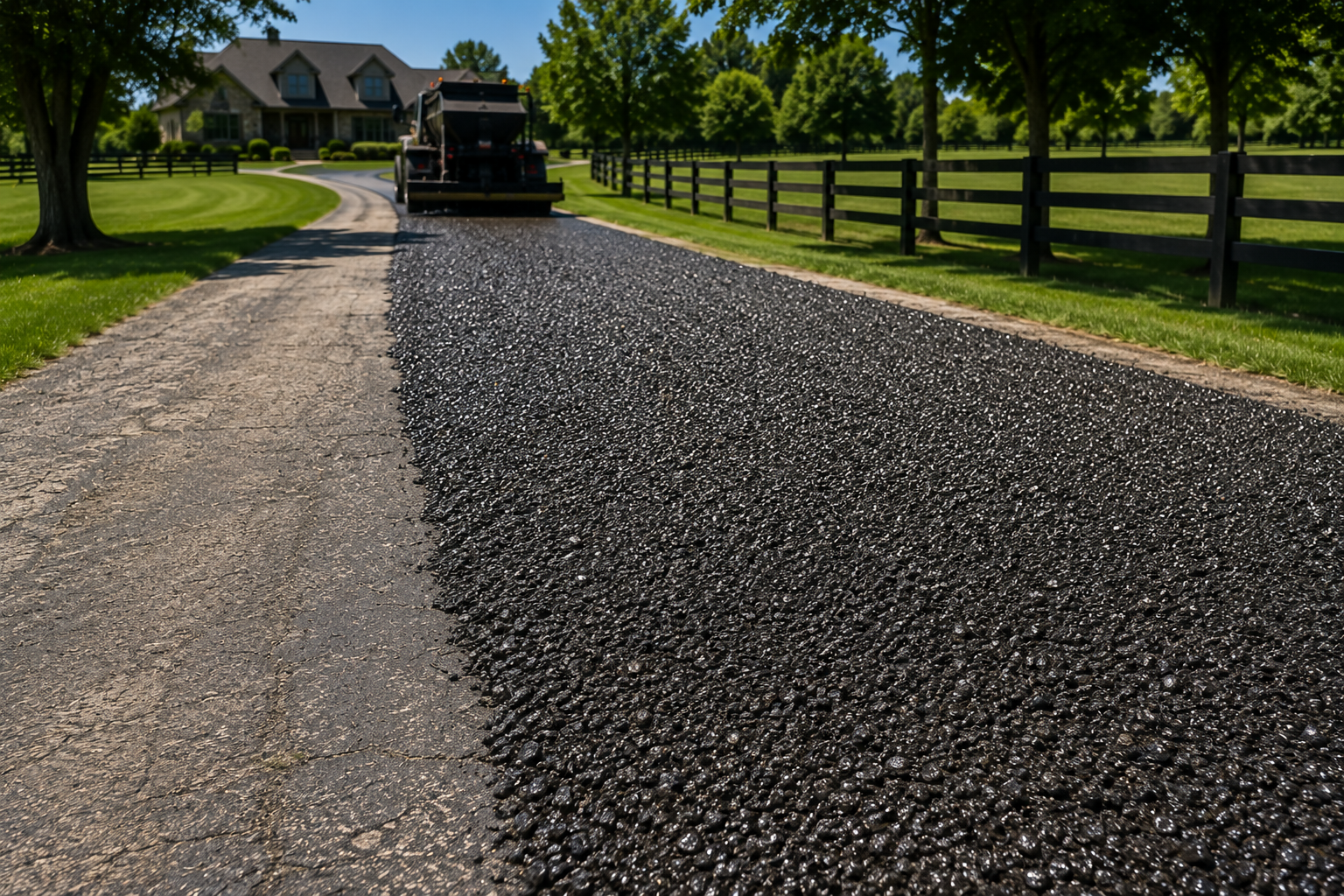 Tar and chip driveway paving in Northern Illinois
